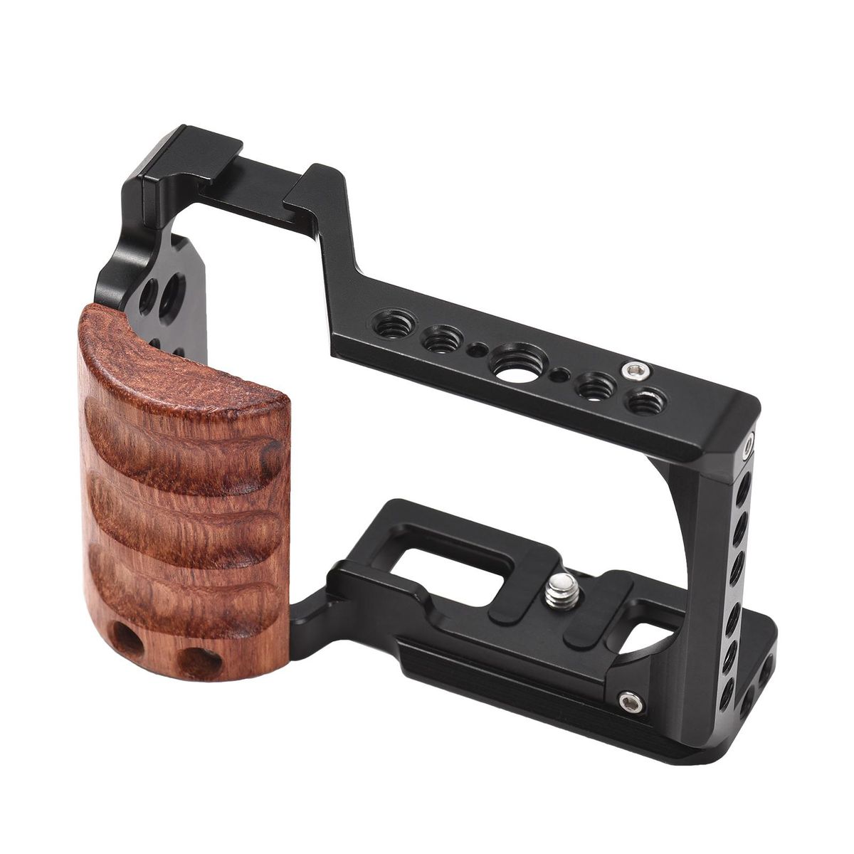 Andoer Camera Cage Aluminum Alloy Video Cage with Cold Shoe Mount 1/4 Inch & 3/8 Inch Threads Replacement for Sony ZV-E10 Camera