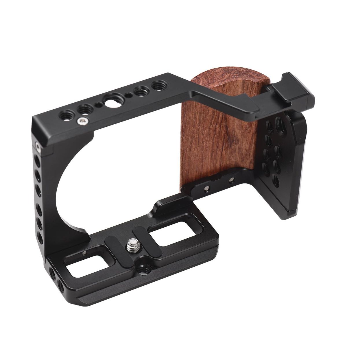 Andoer Camera Cage Aluminum Alloy Video Cage with Cold Shoe Mount 1/4 Inch & 3/8 Inch Threads Replacement for Sony ZV-E10 Camera