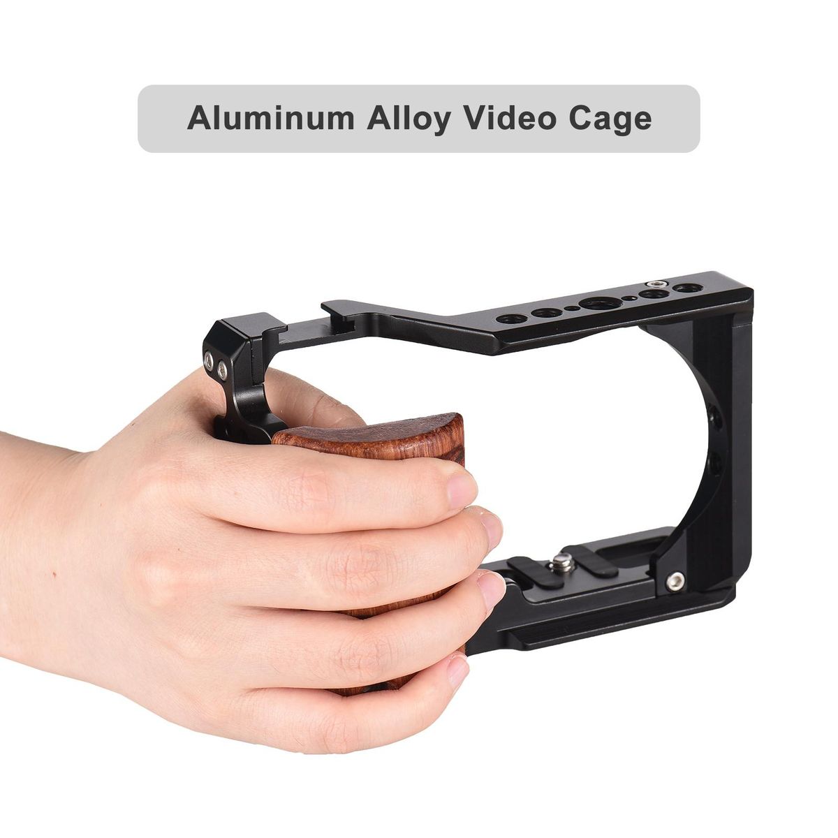 Andoer Camera Cage Aluminum Alloy Video Cage with Cold Shoe Mount 1/4 Inch & 3/8 Inch Threads Replacement for Sony ZV-E10 Camera