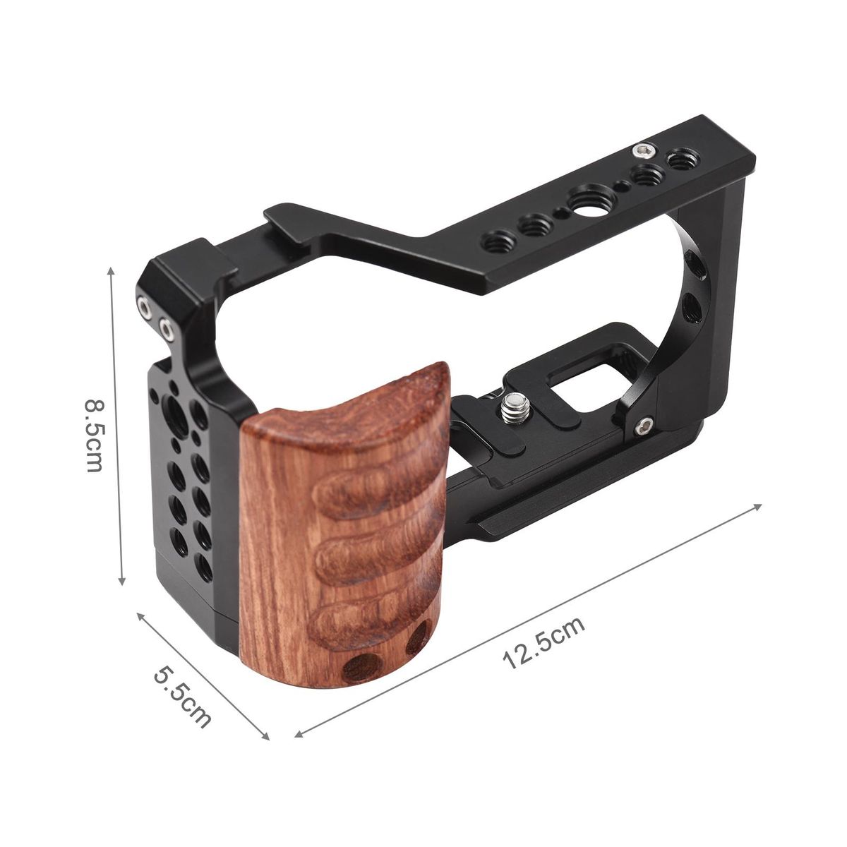 Andoer Camera Cage Aluminum Alloy Video Cage with Cold Shoe Mount 1/4 Inch & 3/8 Inch Threads Replacement for Sony ZV-E10 Camera
