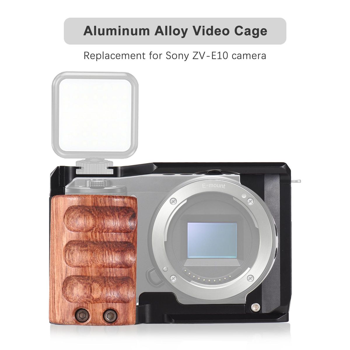Andoer Camera Cage Aluminum Alloy Video Cage with Cold Shoe Mount 1/4 Inch & 3/8 Inch Threads Replacement for Sony ZV-E10 Camera