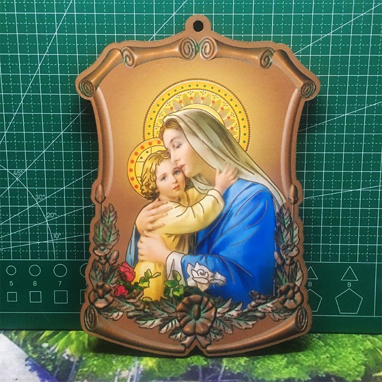 Wood Christian Plaques Catholic Holy Image Ornament The