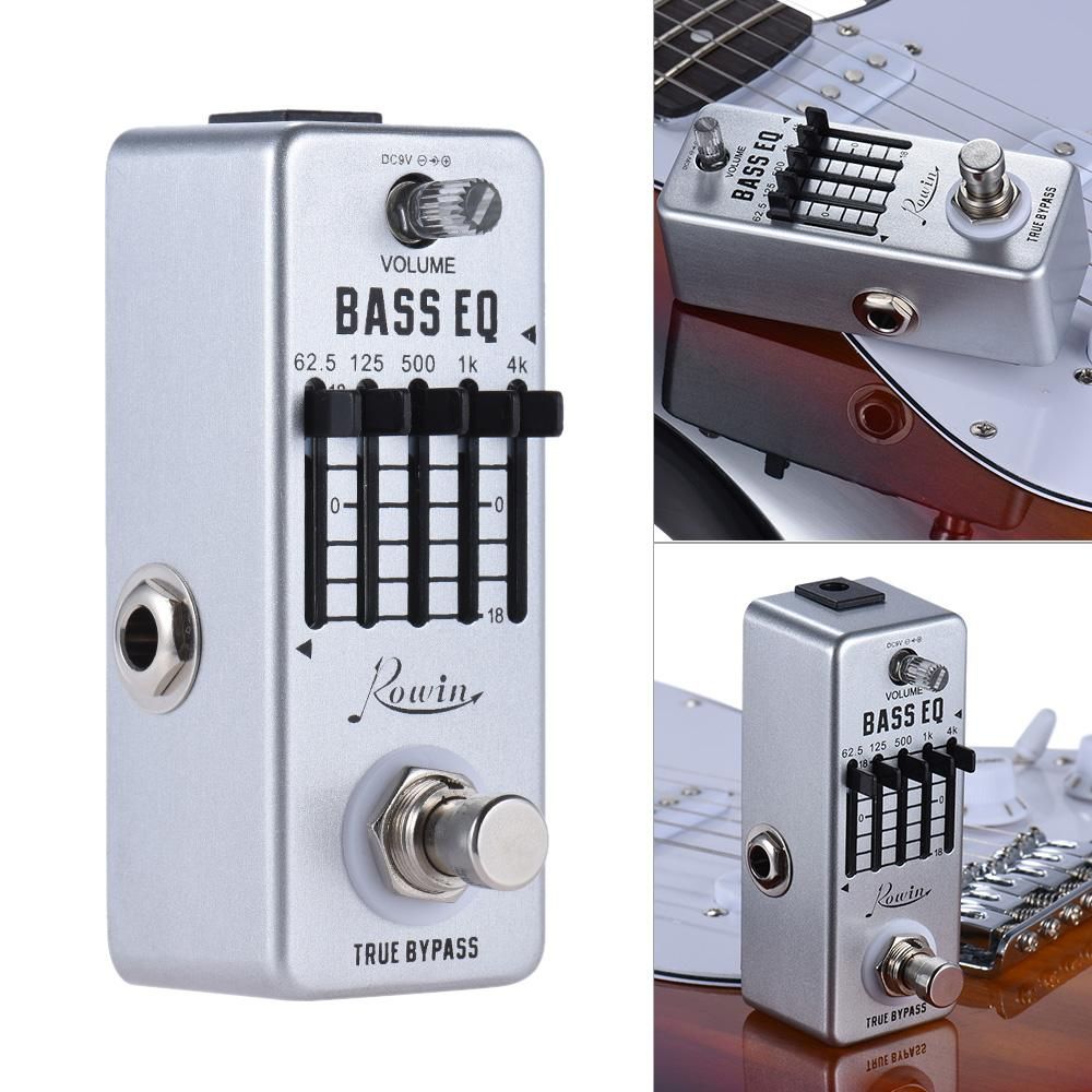 Rowin Bass Guitar Equalizer Effect Pedal 5-Band EQ Aluminum Alloy Body True Bypass