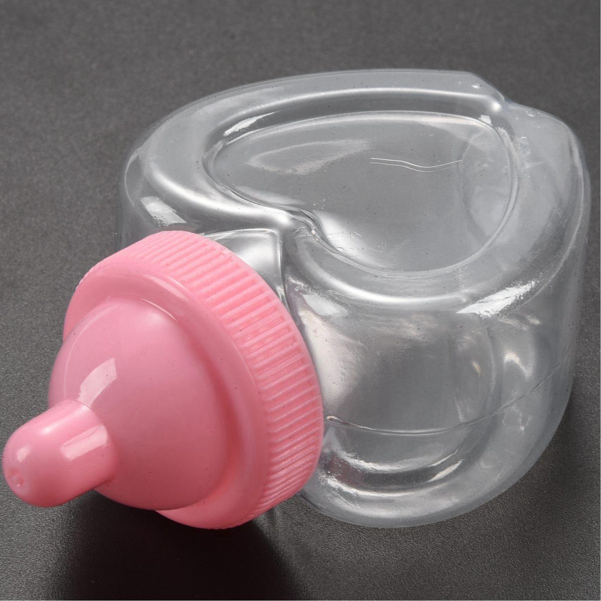 Baby Shower Party Favours Decoration Candy Filling Heart Shape Bottles 9 x 5.5cm (Pink)
