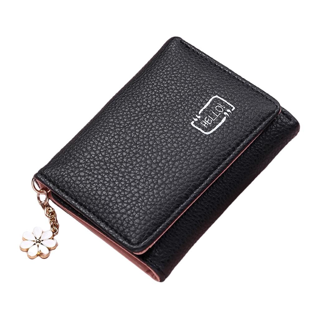 Women Ladies Wallet Bifold Small Change Pouch With ID Window PU Black