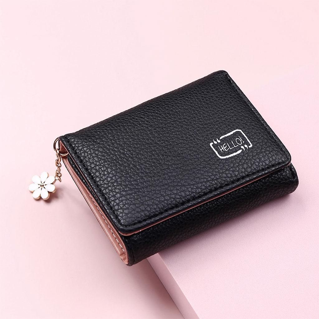 Women Ladies Wallet Bifold Small Change Pouch With ID Window PU Black
