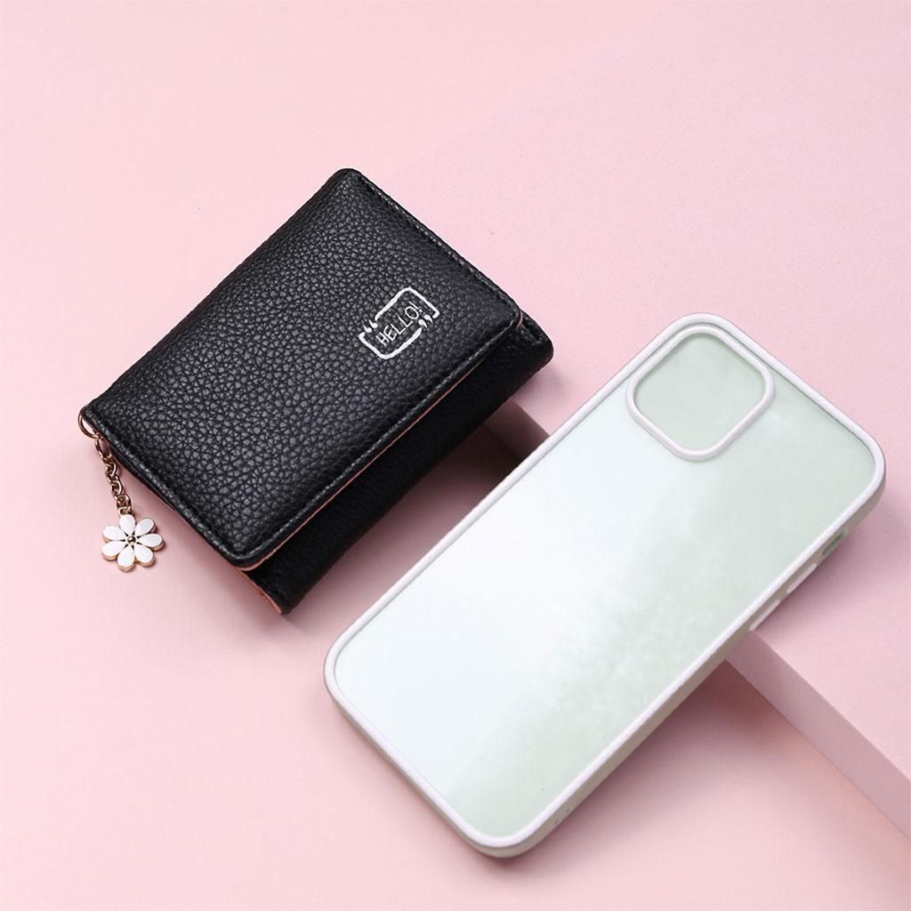 Women Ladies Wallet Bifold Small Change Pouch With ID Window PU Black