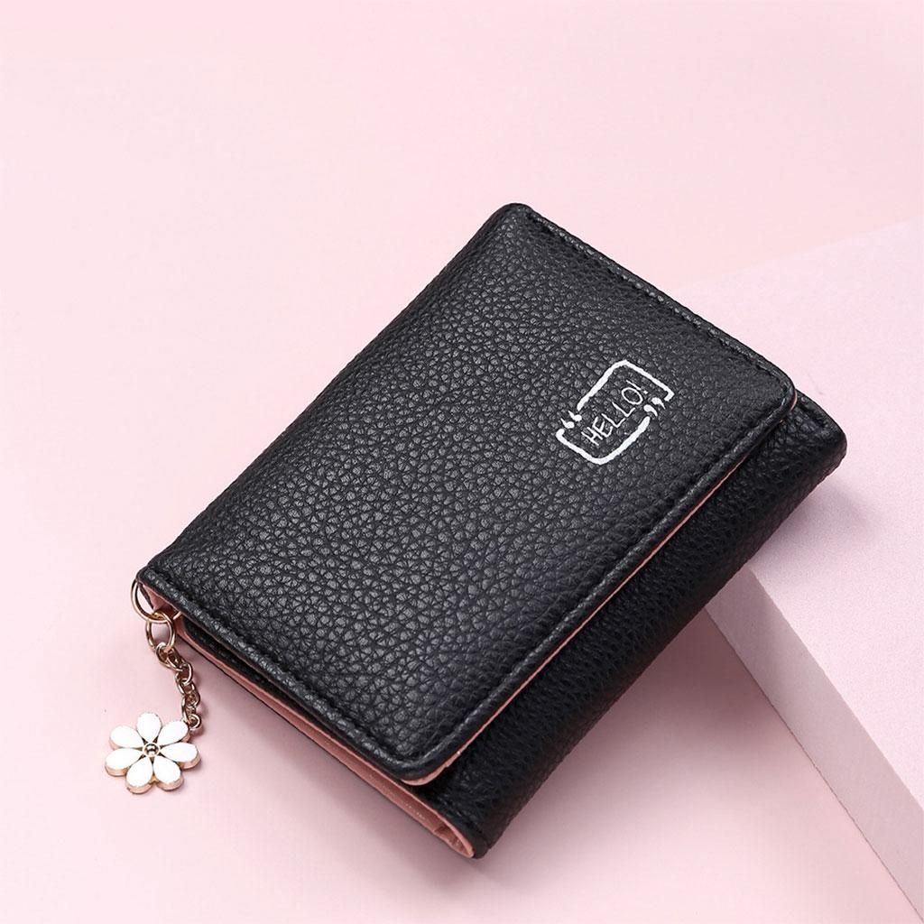Women Ladies Wallet Bifold Small Change Pouch With ID Window PU Black