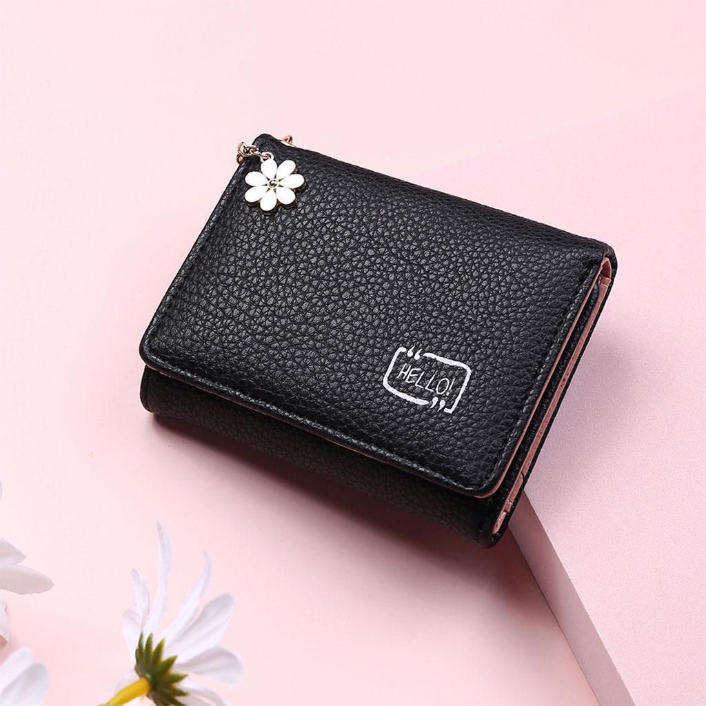 Women Ladies Wallet Bifold Small Change Pouch With ID Window PU Black