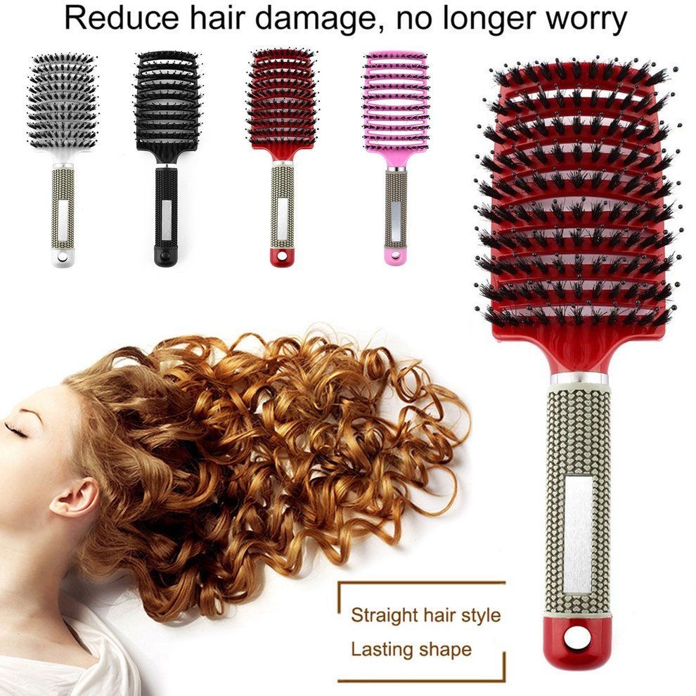 TB Hair Scalp Massage Comb Bristle & Nylon Hairbrush Wet Curly Hair Styling Toolblack