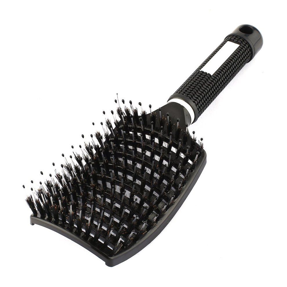 TB Hair Scalp Massage Comb Bristle & Nylon Hairbrush Wet Curly Hair Styling Toolblack