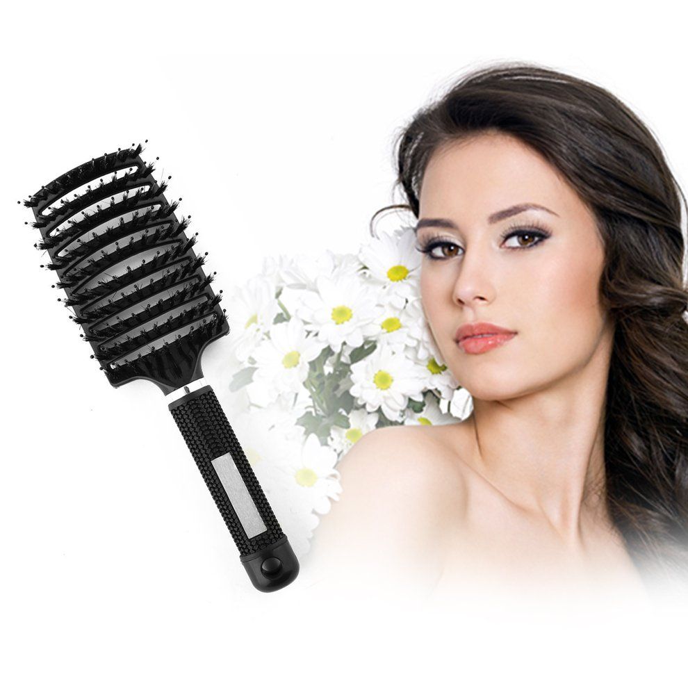 TB Hair Scalp Massage Comb Bristle & Nylon Hairbrush Wet Curly Hair Styling Toolblack