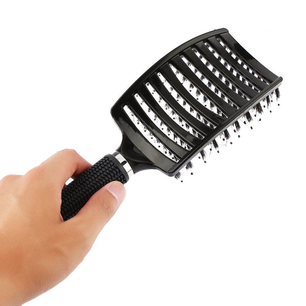 TB Hair Scalp Massage Comb Bristle & Nylon Hairbrush Wet Curly Hair Styling Toolblack