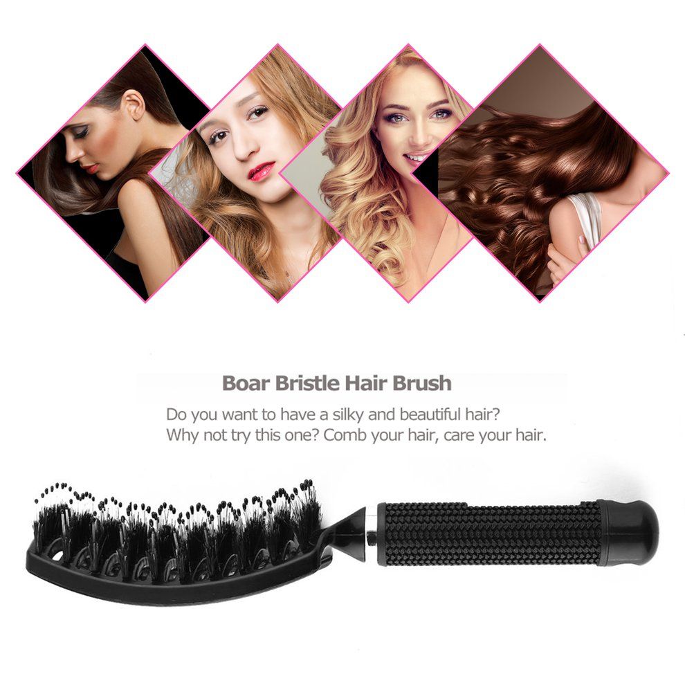TB Hair Scalp Massage Comb Bristle & Nylon Hairbrush Wet Curly Hair Styling Toolblack