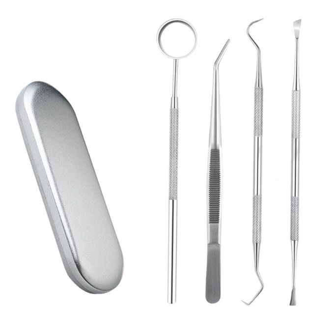 Dental Tools Cleaning Kit Personal Use Stainless Steel 4 Pieces