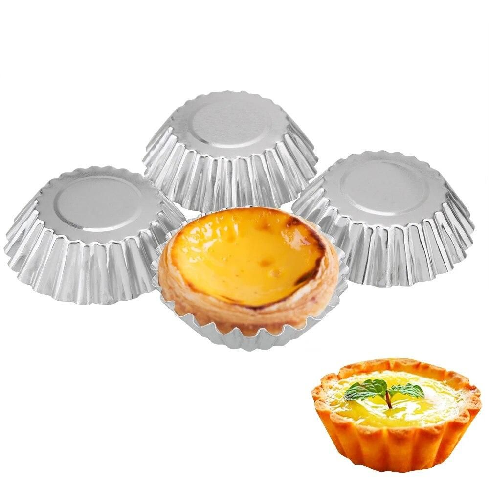 10pcs/set Pudding Jelly Mold Flower Shape Cupcake Mold Muffin Baking Cup Non-stick Ripple Egg Tart Mold Reusable Aluminum Alloy
