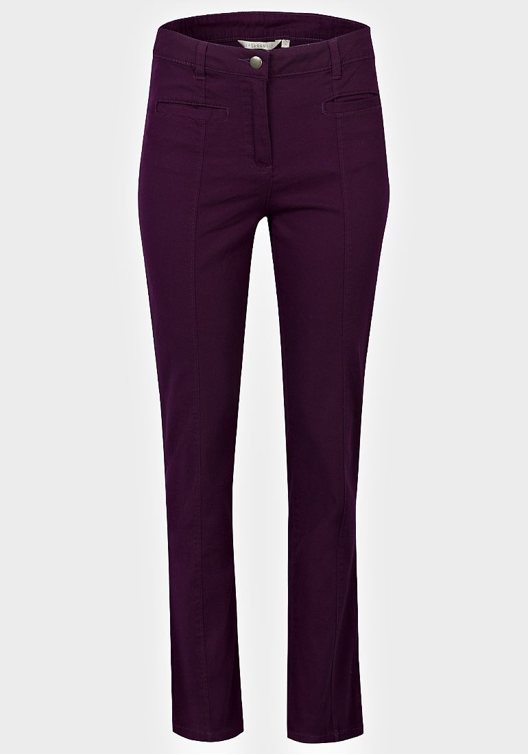 Ladies Twill Cotton Trousers-PURPLE
