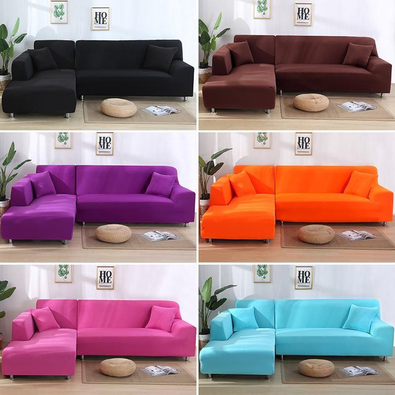 Elastic Sofa Cover All-Inclusive Universal Cover L-shaped Concubine Sofa Cover Leather Sofa Cover Full Cover Combination Four Seasons Wholesale black Double seat 145-185cm