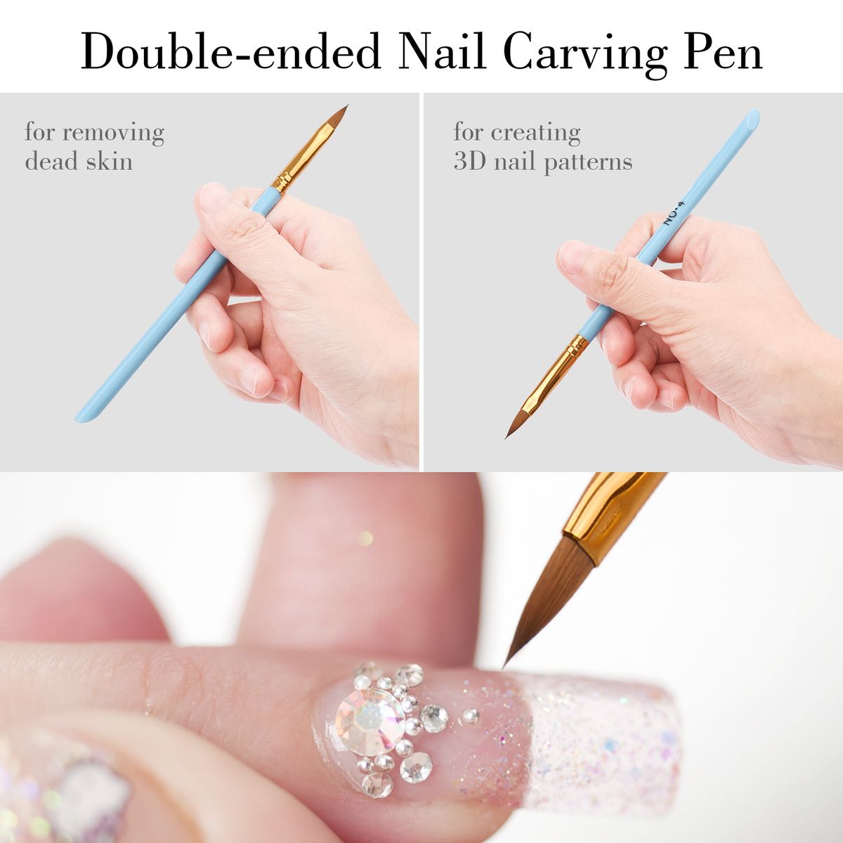 5pcs Acrylic Nail Art Brush Double-ended Nail Painting Pen Set