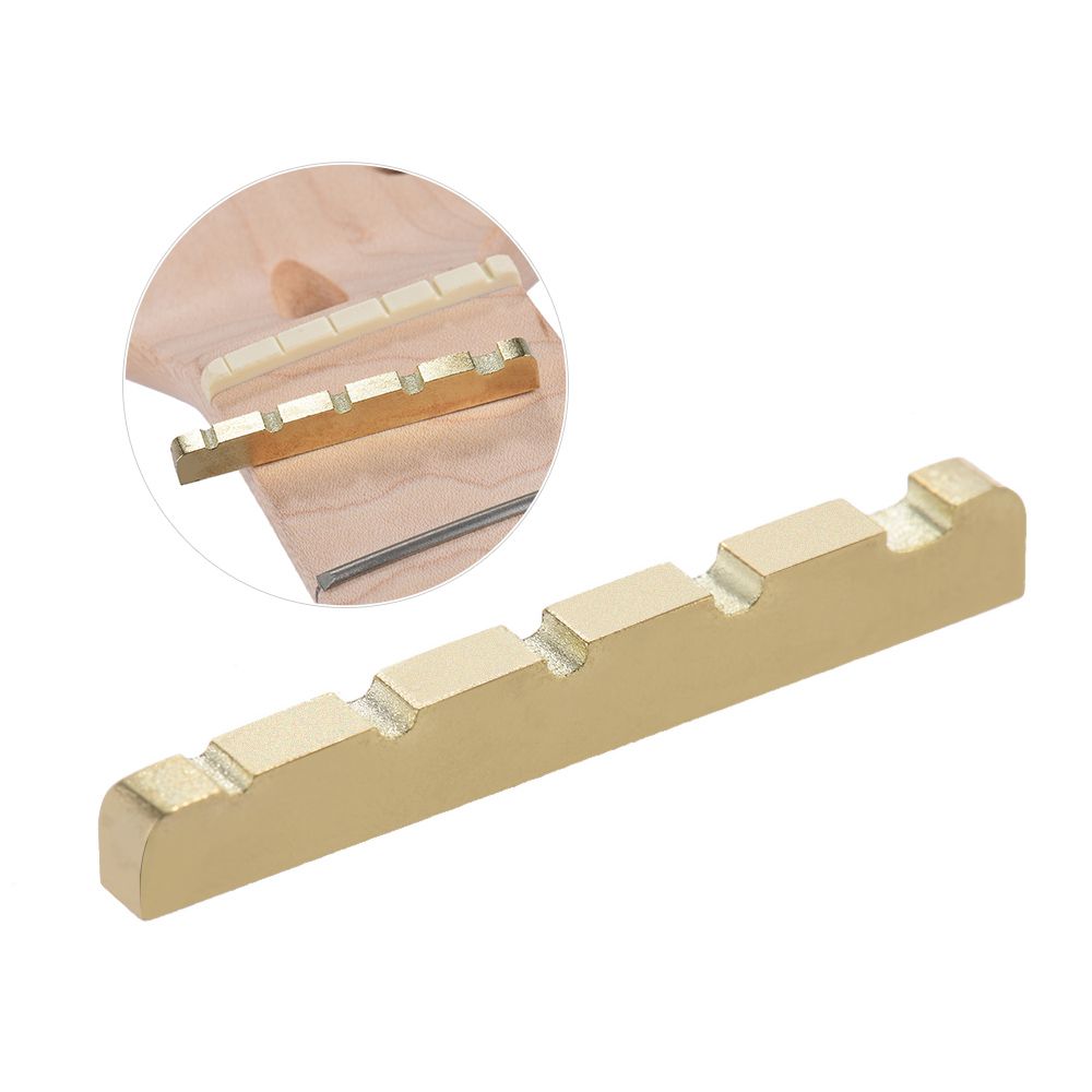 Pre-slotted Brass String Nut For 5-string Electric Bass