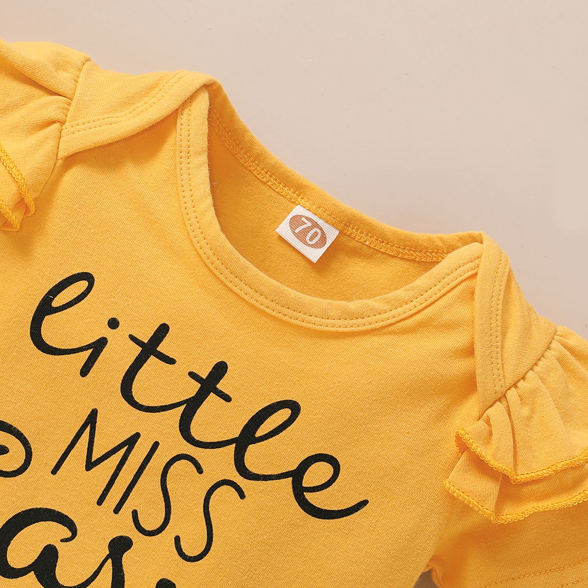 Newborn Baby Girls Outfit Letter Print Short Sleeve Bodysuit + Yellow Floral Shorts + Headband