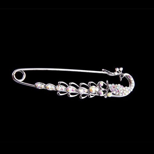 Silver   Rhinestone   Crystal   Peacock   Wedding   Bridal   Brooches