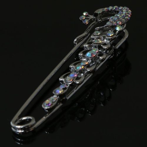 Silver   Rhinestone   Crystal   Peacock   Wedding   Bridal   Brooches