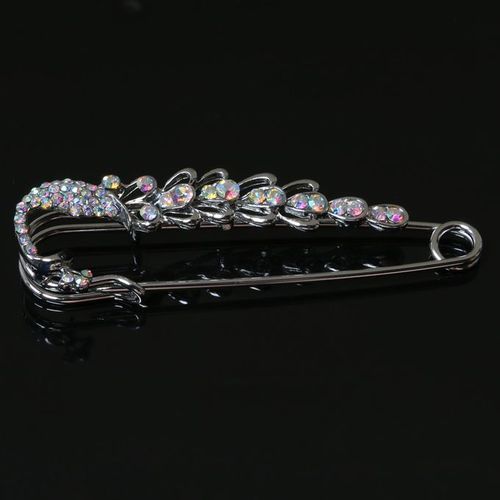 Silver   Rhinestone   Crystal   Peacock   Wedding   Bridal   Brooches