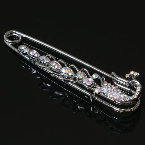 Silver   Rhinestone   Crystal   Peacock   Wedding   Bridal   Brooches
