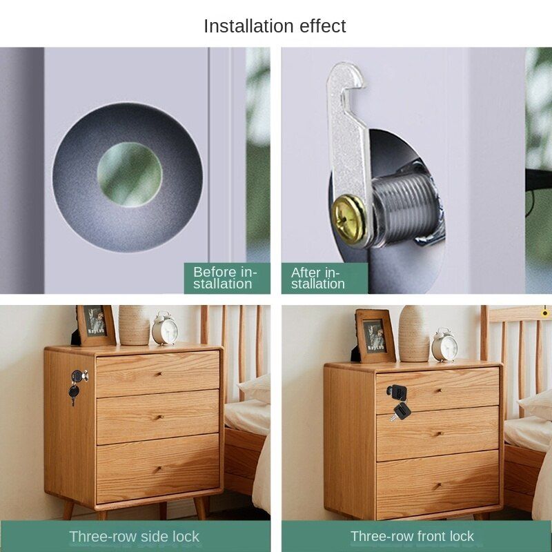 2 Keys Safe Cam Lock Office Door Cabinet Box Cupboard Lock Letter Wardrobe Safety Drawer Locker Cylinder Lock