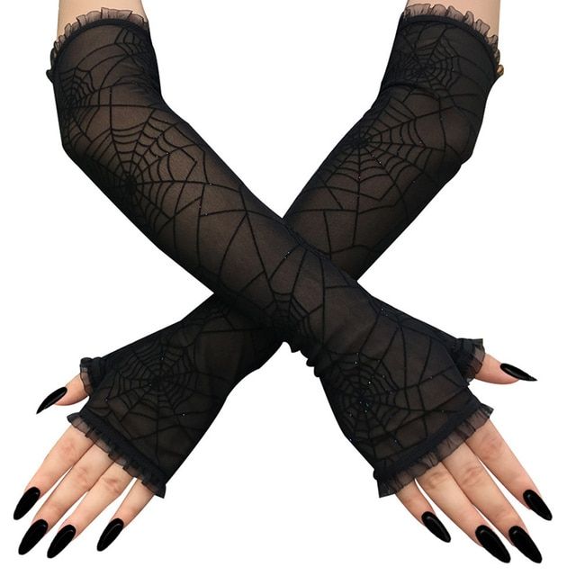 Summer Sexy Long Mesh Gloves Women Sunscreen Anti-Uv Half F