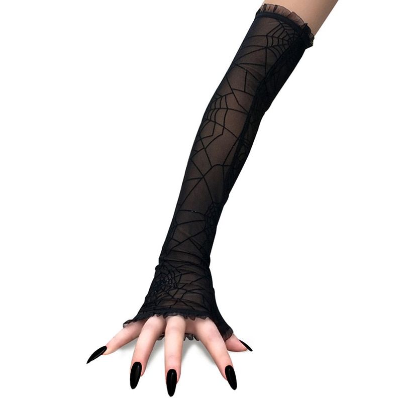 Summer Sexy Long Mesh Gloves Women Sunscreen Anti-Uv Half F