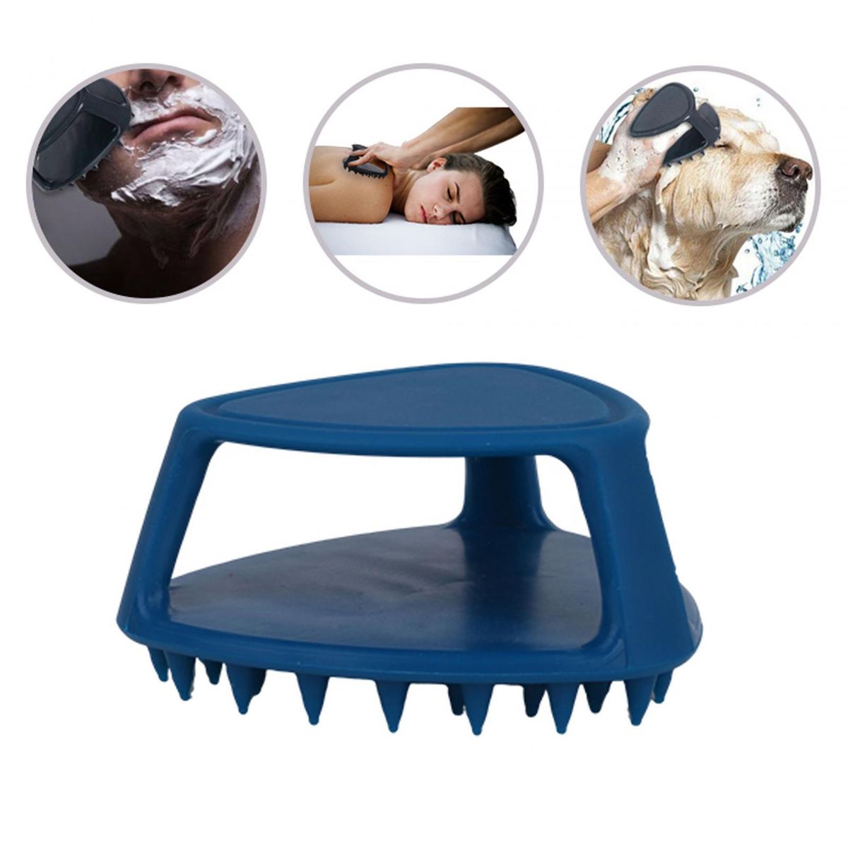 Beard Brush For Men Silicone Face Beard Scrubber Dark Blue
