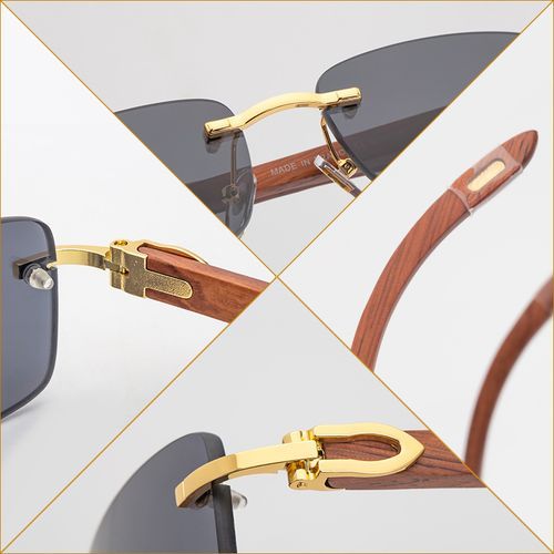 Men Designer Rimless Sunglasses With Pouch