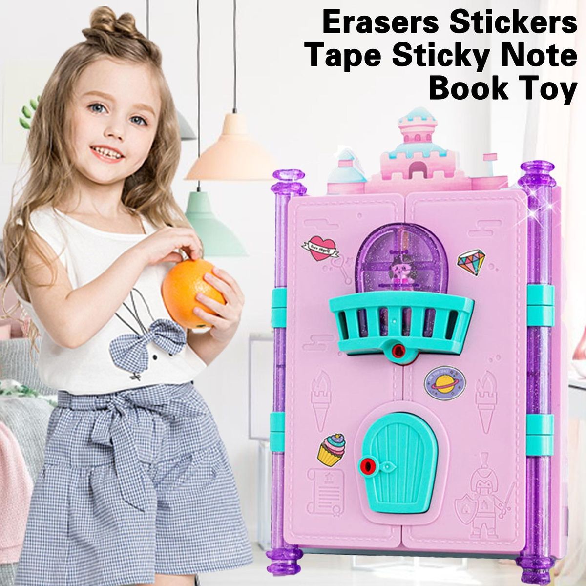 Girls Diary Toy Notebook Keys Pencil Ruler Book Toy Pink
