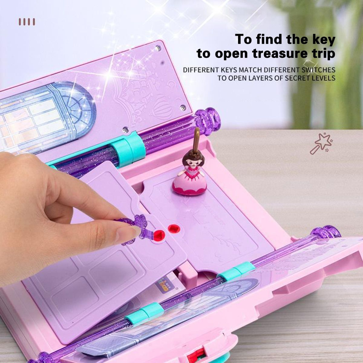 Girls Diary Toy Notebook Keys Pencil Ruler Book Toy Pink