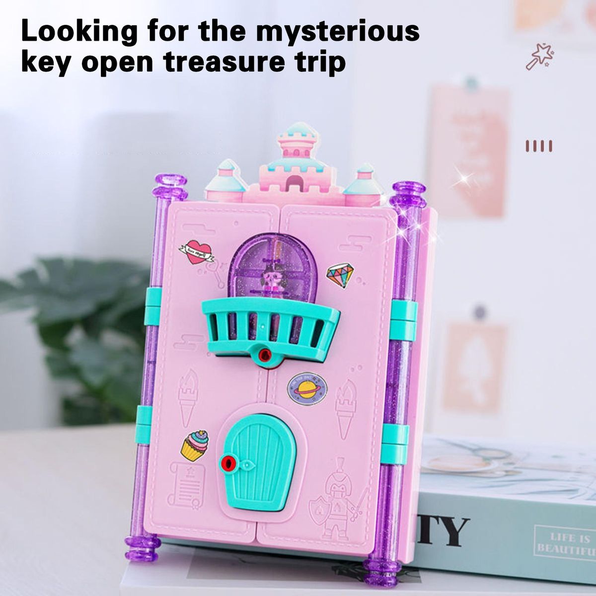 Girls Diary Toy Notebook Keys Pencil Ruler Book Toy Pink