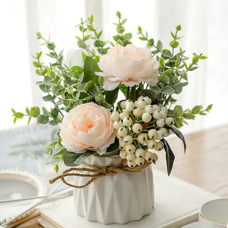 Artificial Flowers In Pot For Indoor Home Office Desktop
