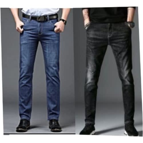 Men's fitted 2 in 1 Jeans - Black & blue