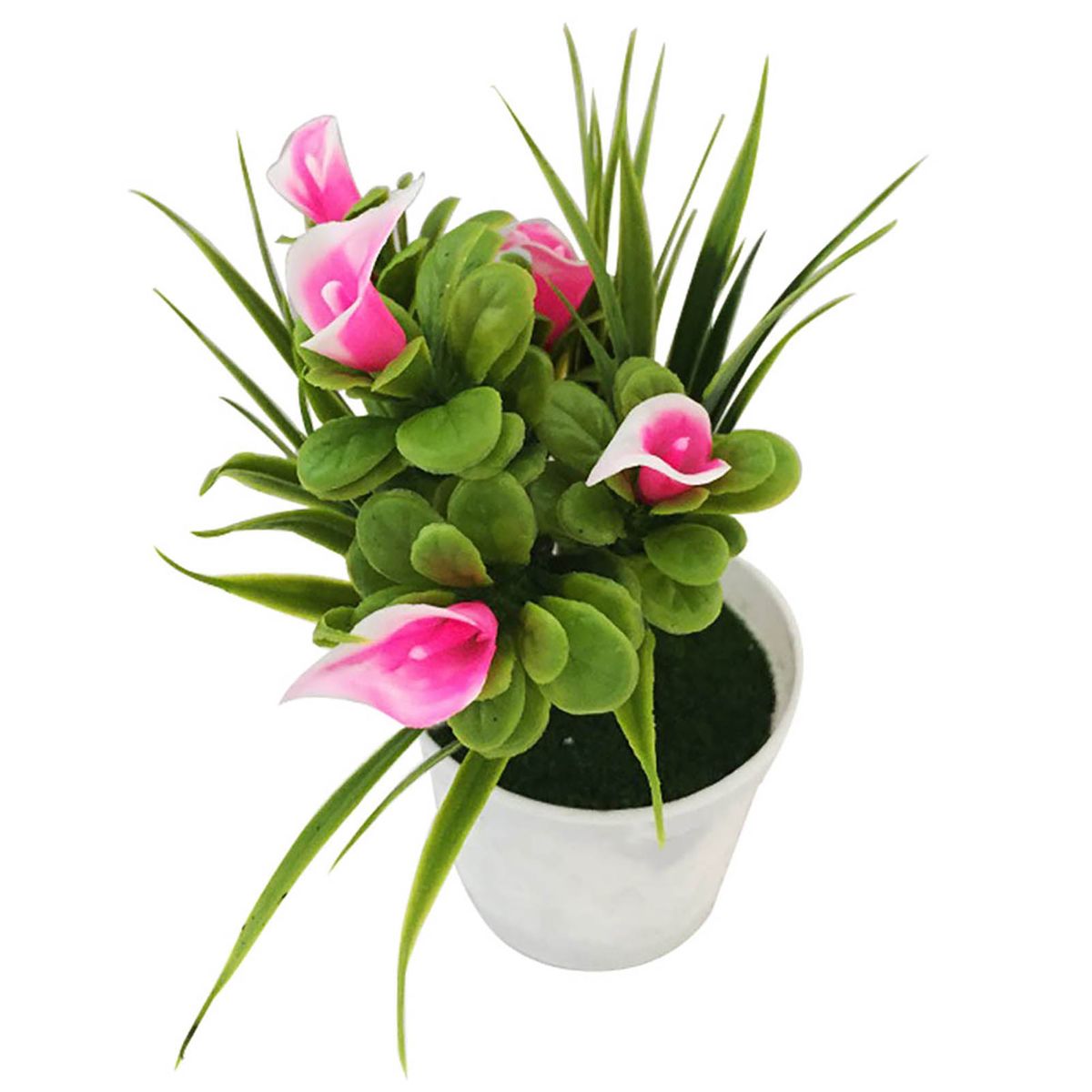 Plastic Artificial Bonsai Faux Plant Fake Potted Flower-Pink