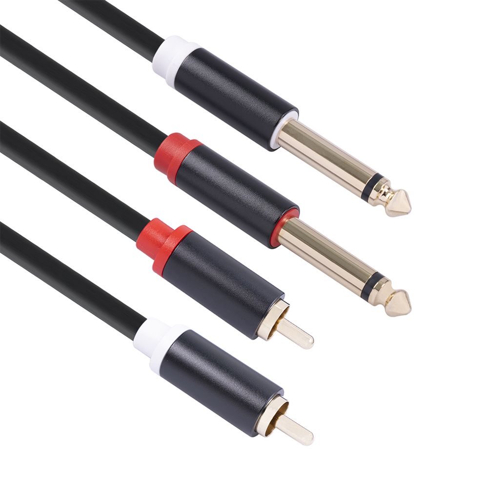 Dual 1/4'' TS To Dual RCA Audio Interconnect Cable 2×6.35mm