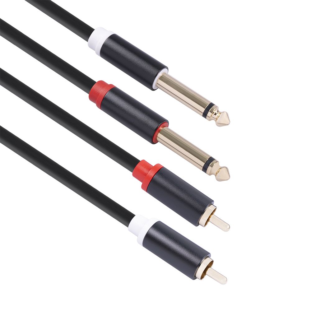 Dual 1/4'' TS To Dual RCA Audio Interconnect Cable 2×6.35mm