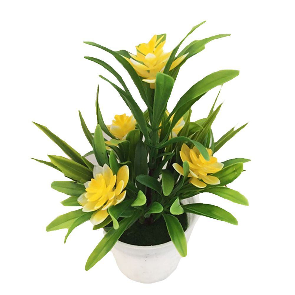 Artificial  Lotus Flower Potted Plant Bonsai Wedding Party Garden Home Decor-Yellow