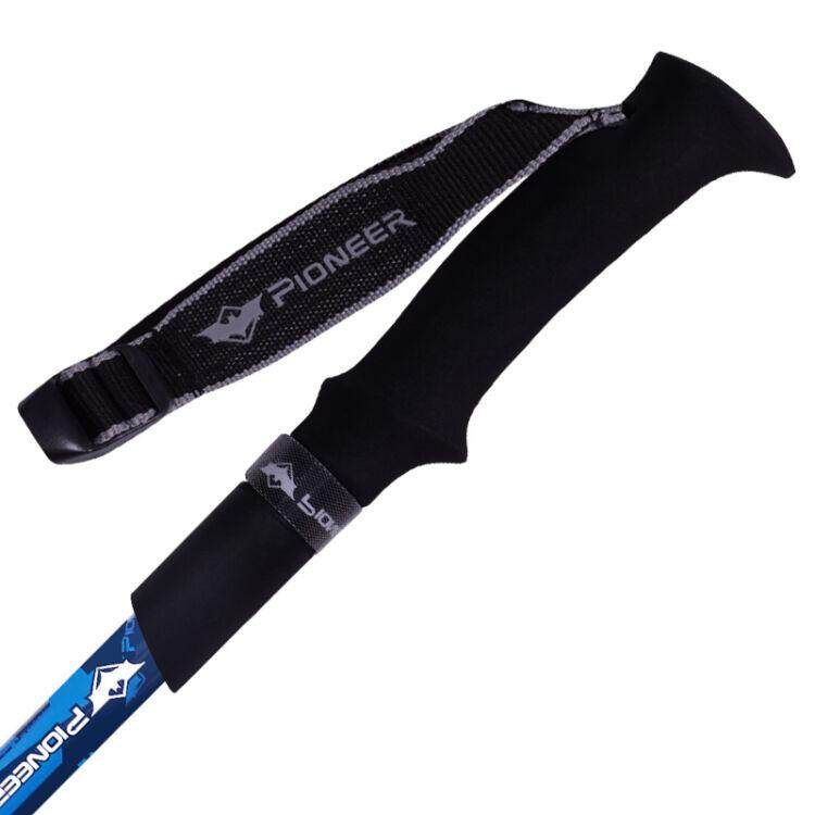 Collapsible Ultralight Carbon Fiber Aluminum Trekking Pole Hiking Climbing Trail Poles Blue Black 35-130