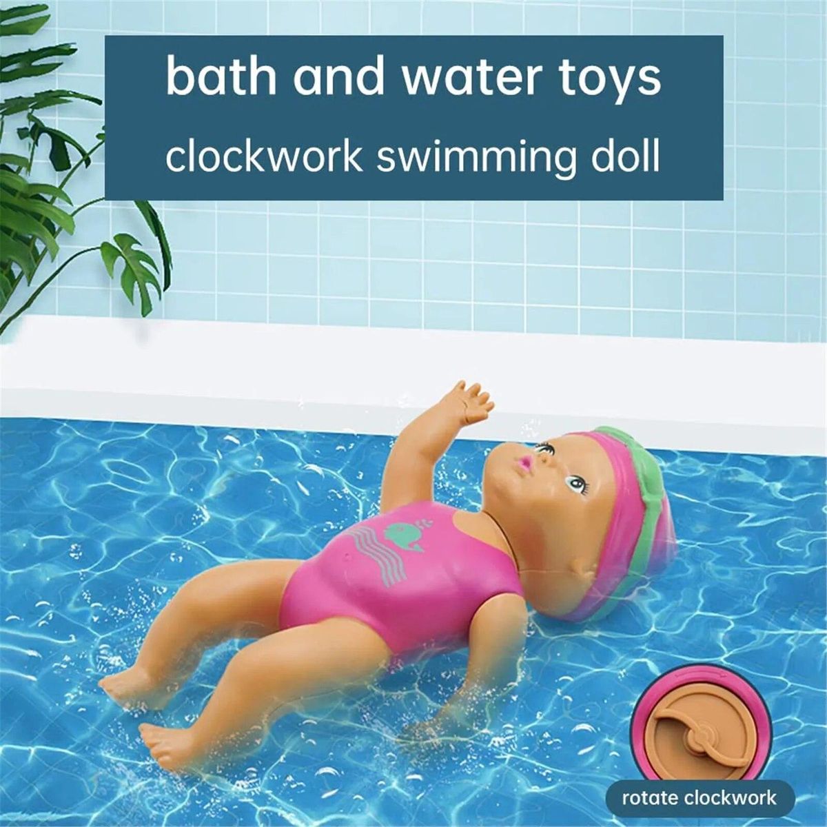 Realistic Newborn Waterproof Floating Doll Kids Bathtub Swimming Game Clockwork Rowing Toys Wind Up Shower Toys For Baby Gifts