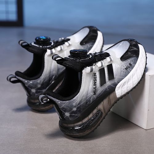 Rotating Buckle Kids‘ Sneakers Girl's Air Cushion Sports Shoes Black