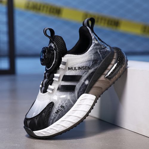 Rotating Buckle Kids‘ Sneakers Girl's Air Cushion Sports Shoes Black