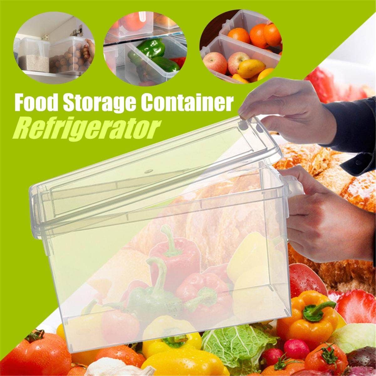 Refrigerator Food Storage Bins, Storage Box,Food Containers With Lid For Kitchen Fridge Cabinet Freezer Organizer( Food Not Included) Handle Refrigerator Box