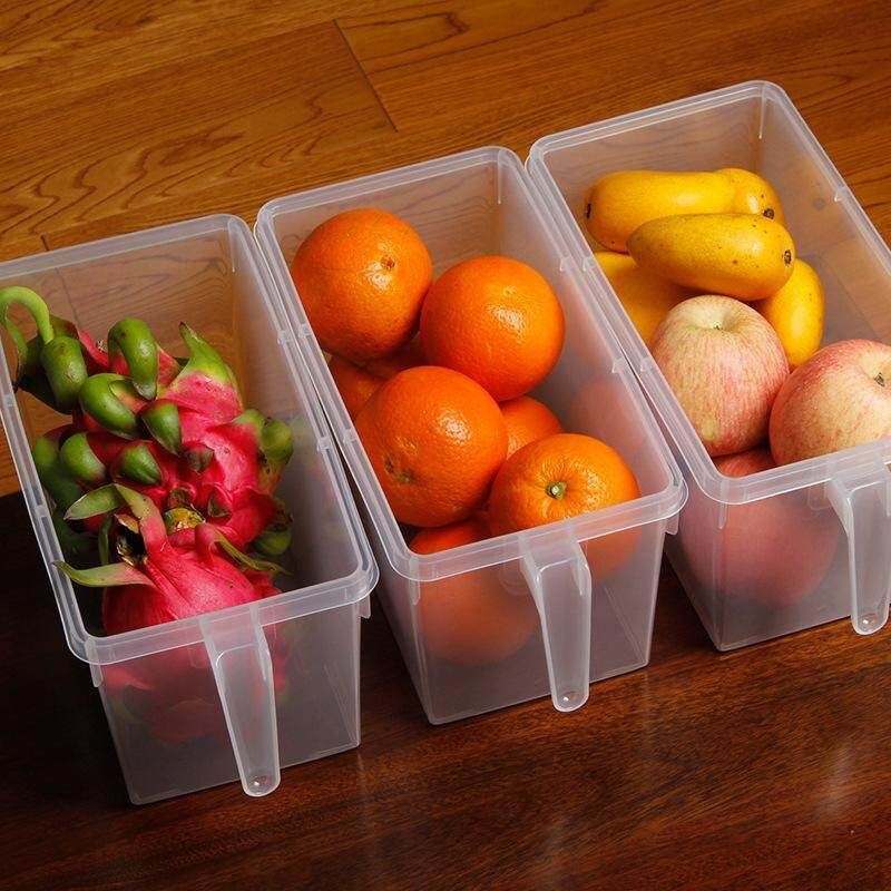 Refrigerator Food Storage Bins, Storage Box,Food Containers With Lid For Kitchen Fridge Cabinet Freezer Organizer( Food Not Included) Handle Refrigerator Box