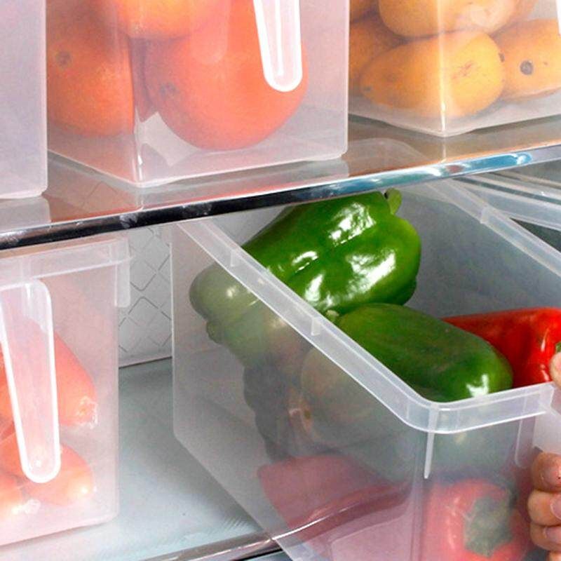 Refrigerator Food Storage Bins, Storage Box,Food Containers With Lid For Kitchen Fridge Cabinet Freezer Organizer( Food Not Included) Handle Refrigerator Box